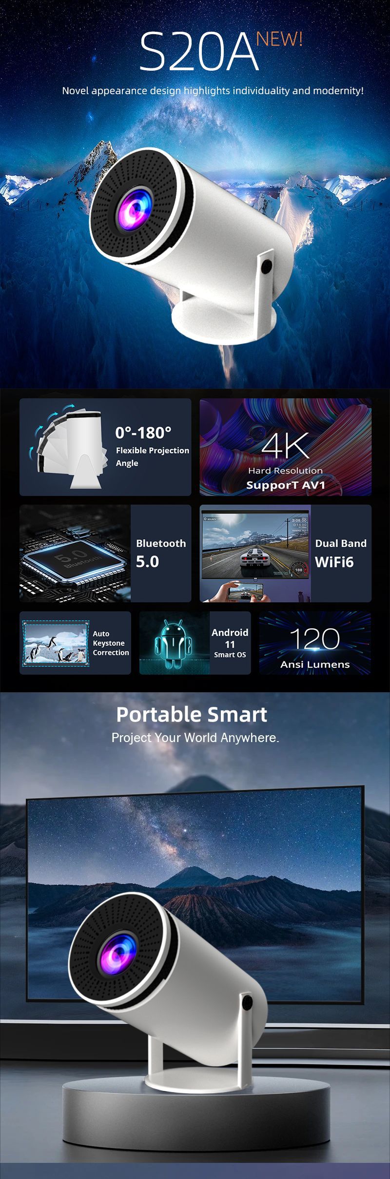 Barrel Hy300 Smart Projektor